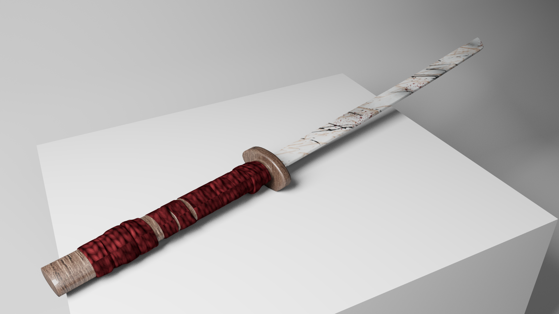 It's been a long while since I last posted, but here's my first ever 3D model! I may use this in a future game or so, but for right now it's just really nice to look at. The sword itself was modeled directly after my own wooden sword that I own, as for the textures I added my own flair to it with my signature on the hilt and some bloodstains (or ketchup if you're hungry) on the blade! I had a lot of fun over this long assignment :D