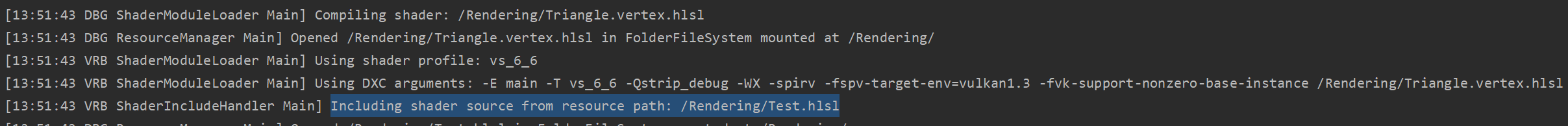 Today I finished integrating the DXC shader compiler into my Vulkan engine. I also added an include handler so `#include ""` statements get properly resolved and replaced with the requested file. This is shown in the first image.

This was a two day effort which involved learning how Windows COM (Component Object Model) worked. It's effectively a way for C++ objects to communicate with objects in languages other than C++. In my case, C# and C++.

To make DXC ask my engine for the file to be included, I had to create a virtual method table that matches COM's expected format. The second image below shows the virtual table for a IUnknown object, which handles object type casting and reference counting.

More information in #Exanite.Engine (Custom game engine)